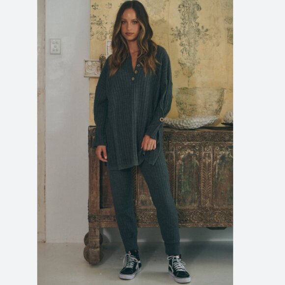 Free People Intimately Around the Clock Knit Jogger Pants Charcoal Size L - Picture 4 of 12